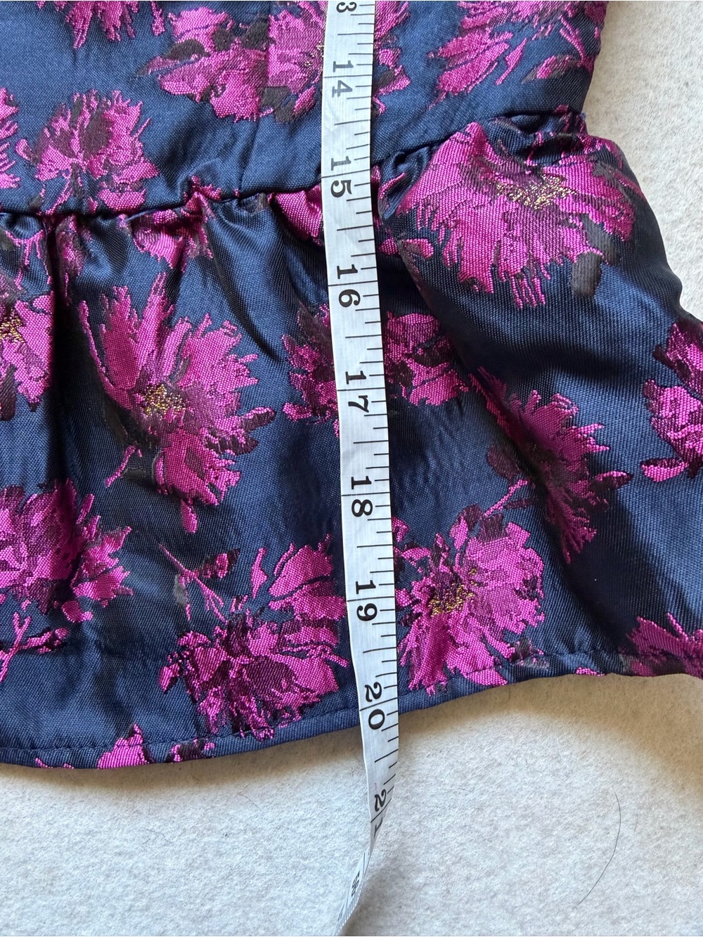 AQUA Navy Jacquar Peplum Top Size S - Picture 14 of 14